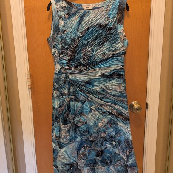 *$4,800 CARLOS MIELE STUNNING SILK BLUE FLOWER DRESS GOWN RUNWAY US 6, IT 42 - Picture 4 of 12